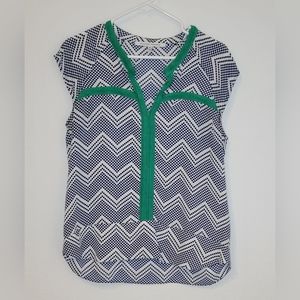 Women's Navy and Green Top Size M